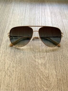 quay australia high key twist gold tan metal aviator sunglasses eyewear NEW